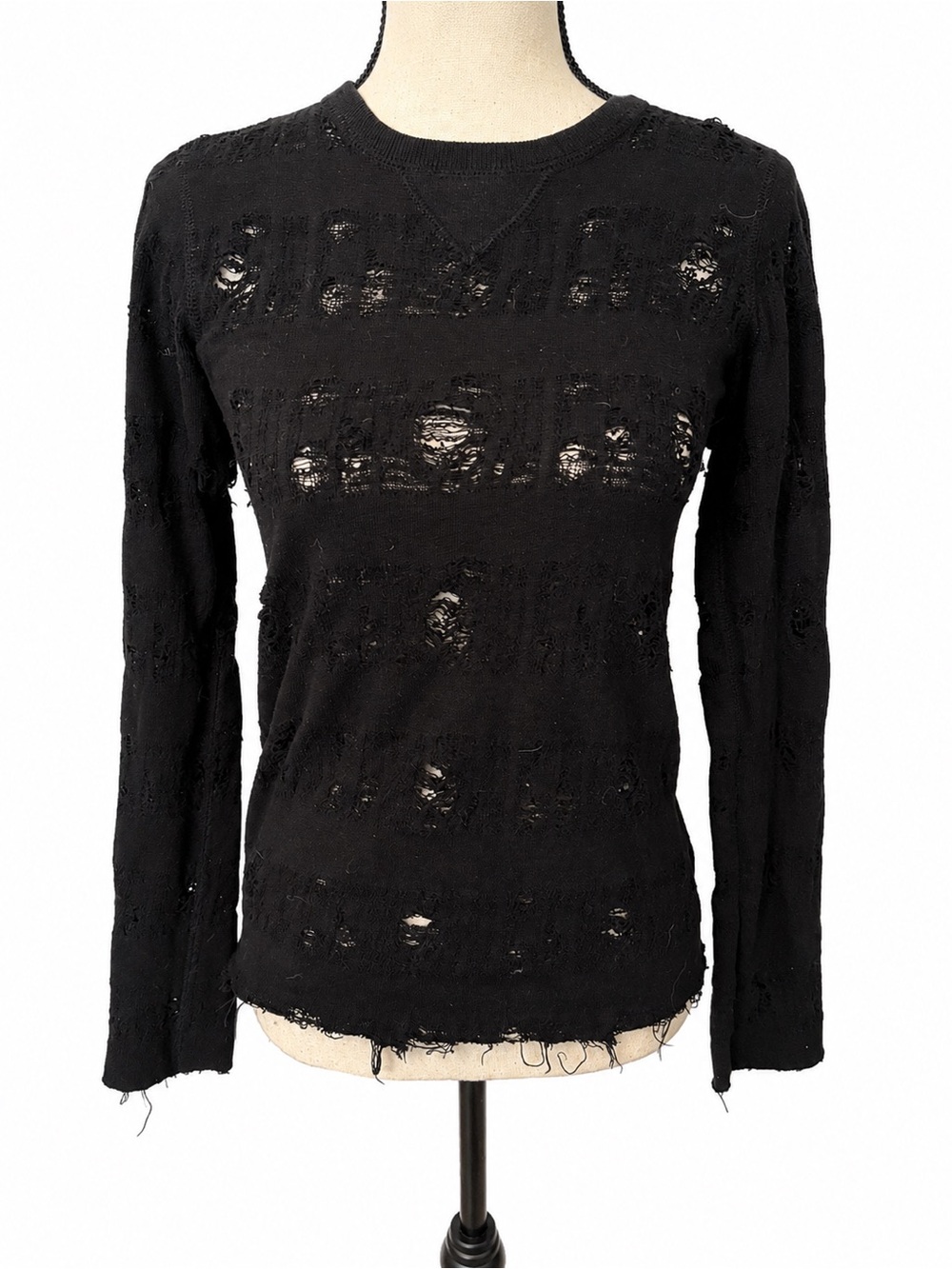 Junya Watanabe Comme des Garçons Distressed Black Knit Sweater Medium